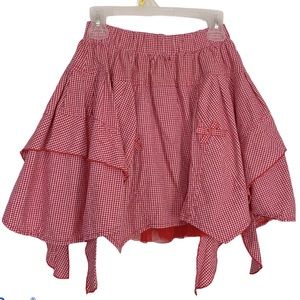 Pom Pom red and white Gingham kids skirt 110/116